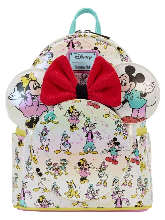 Loungefly Handbags - Disney 100 Mickey & Friends Classic AOP Iridescent Mini Backpack & Headband Set